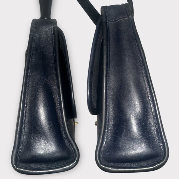 VTG Coach Shelburne Flap 9038 Navy Leather Brass Turn Lock Crossbody Bag 90s USA - Picture 8 of 12